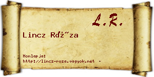 Lincz Róza névjegykártya